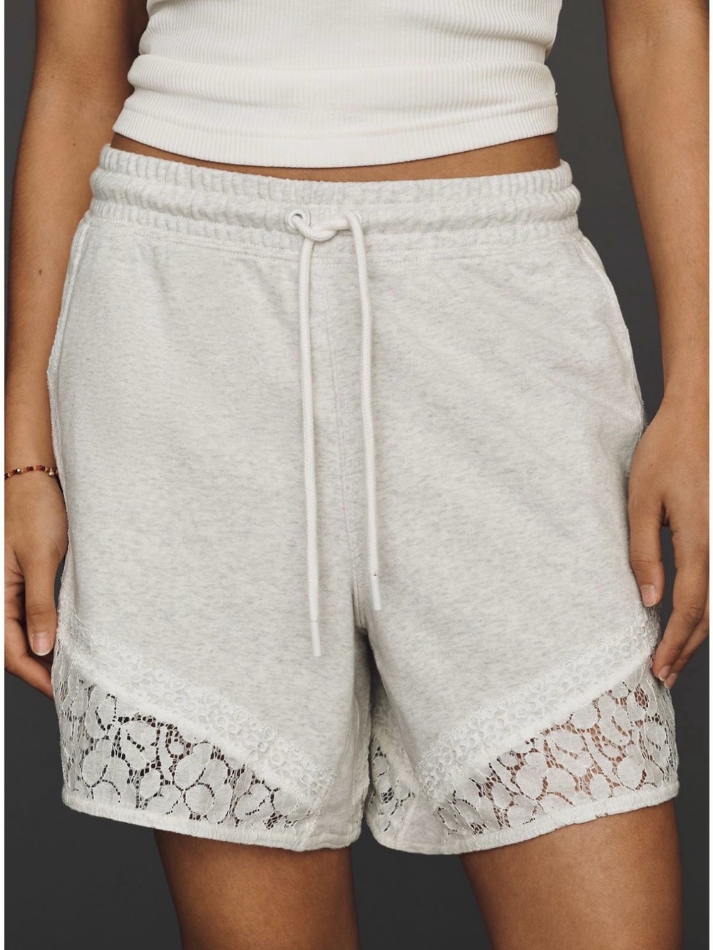Anthropology- Daily Practice- Women's Lace-Trim Drawstring Shorts